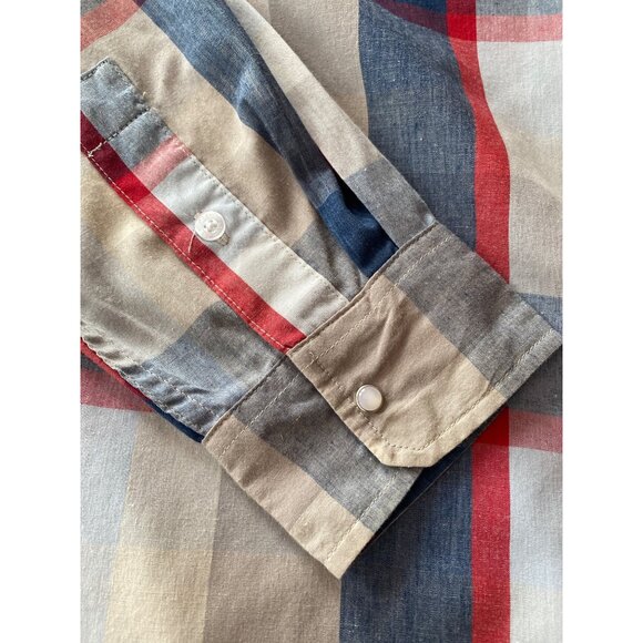 Levi Strauss Gray Red Plaid Pearl Snap Western Shirt Size Large - Picture 5 of 6